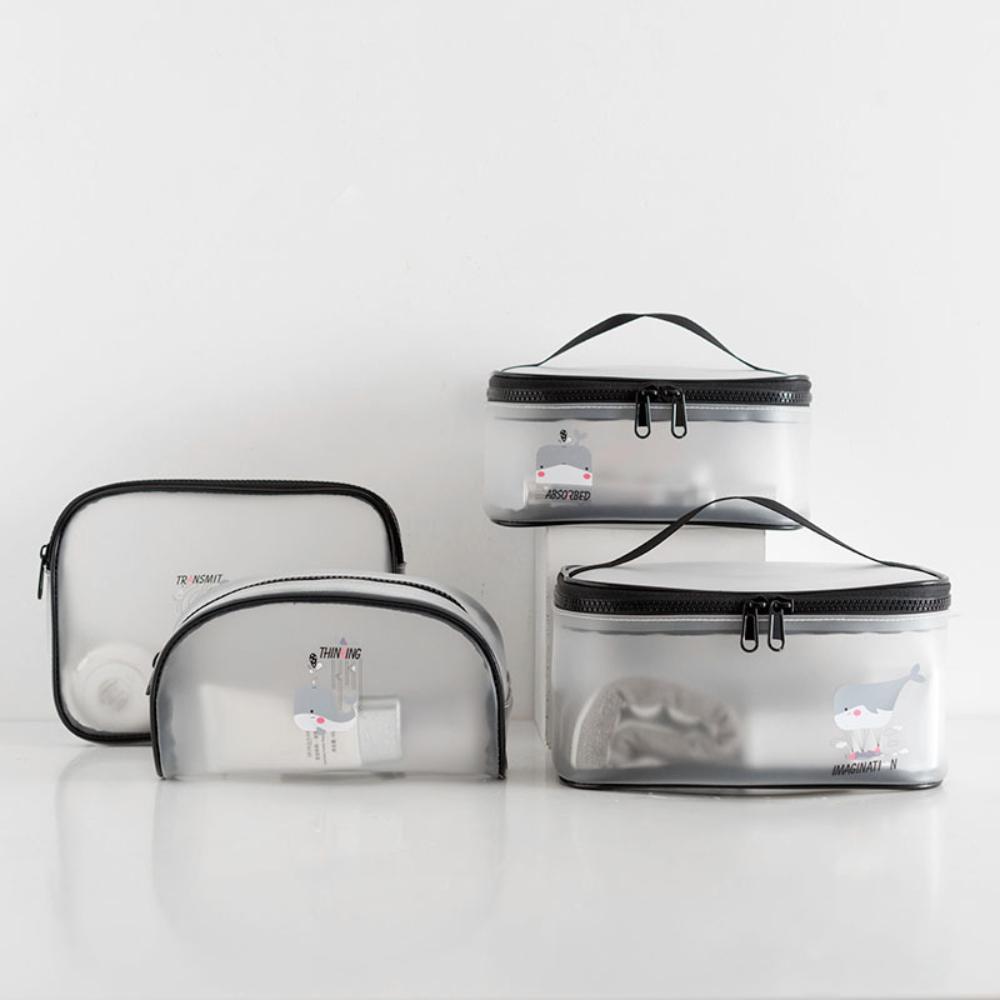 『熊愛貝百貨』TPU磨砂半透明防潑水便攜旅行化妝包 旅行收納分類拉鏈洗漱包-細節圖4