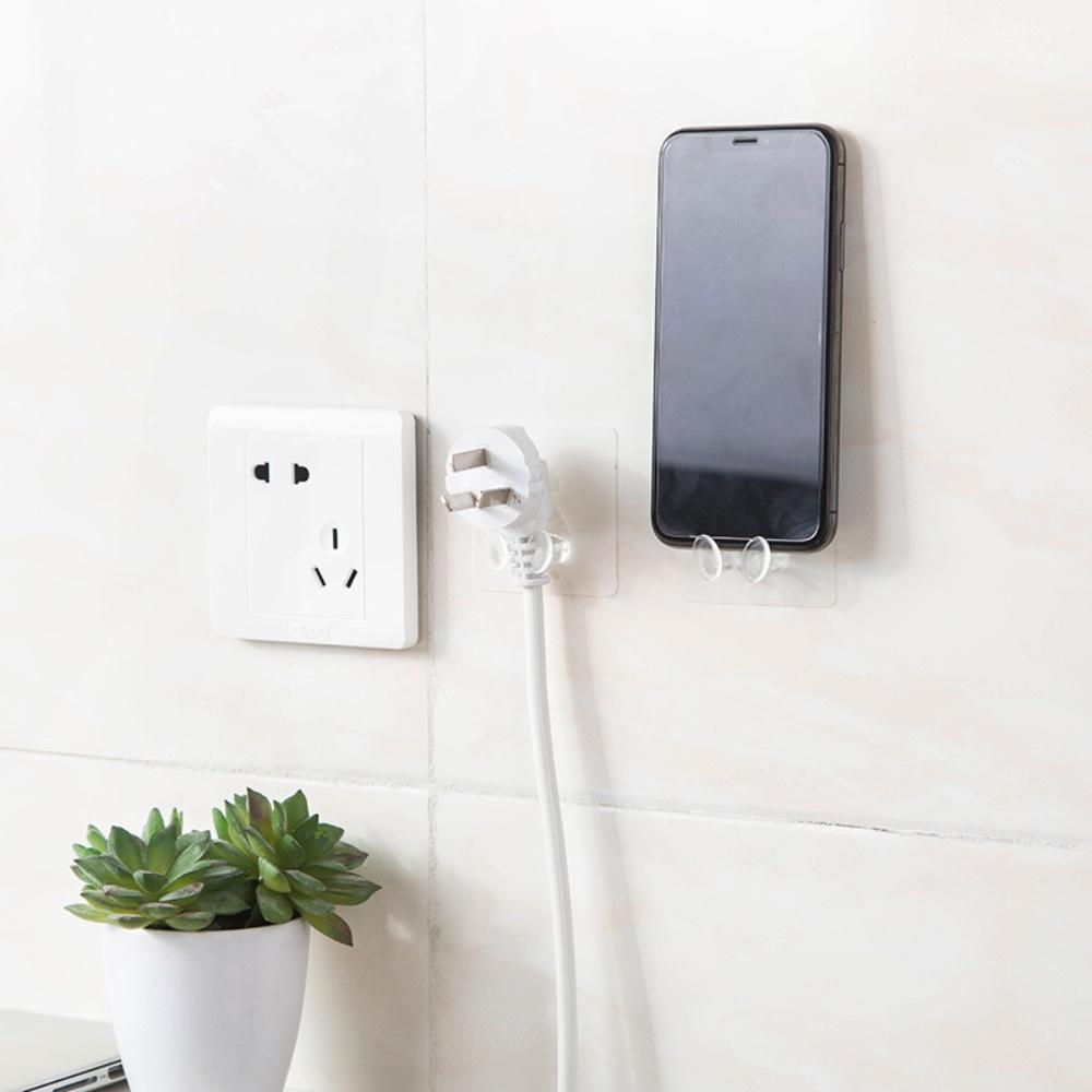 『熊愛貝百貨』加厚型免打孔透明背膠式插頭掛勾 充電線傳輸線收納器-細節圖4