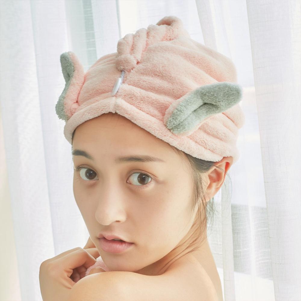 『熊愛貝百貨』兔耳朵加長型強力吸水乾髮帽 長髮包覆型護髮吸水浴帽-細節圖2