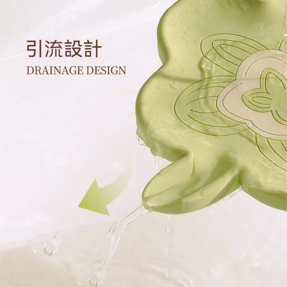 『熊愛貝百貨』導流式洗手台流理台防滑瀝水皂盒花花造型矽膠肥皂盒-細節圖2
