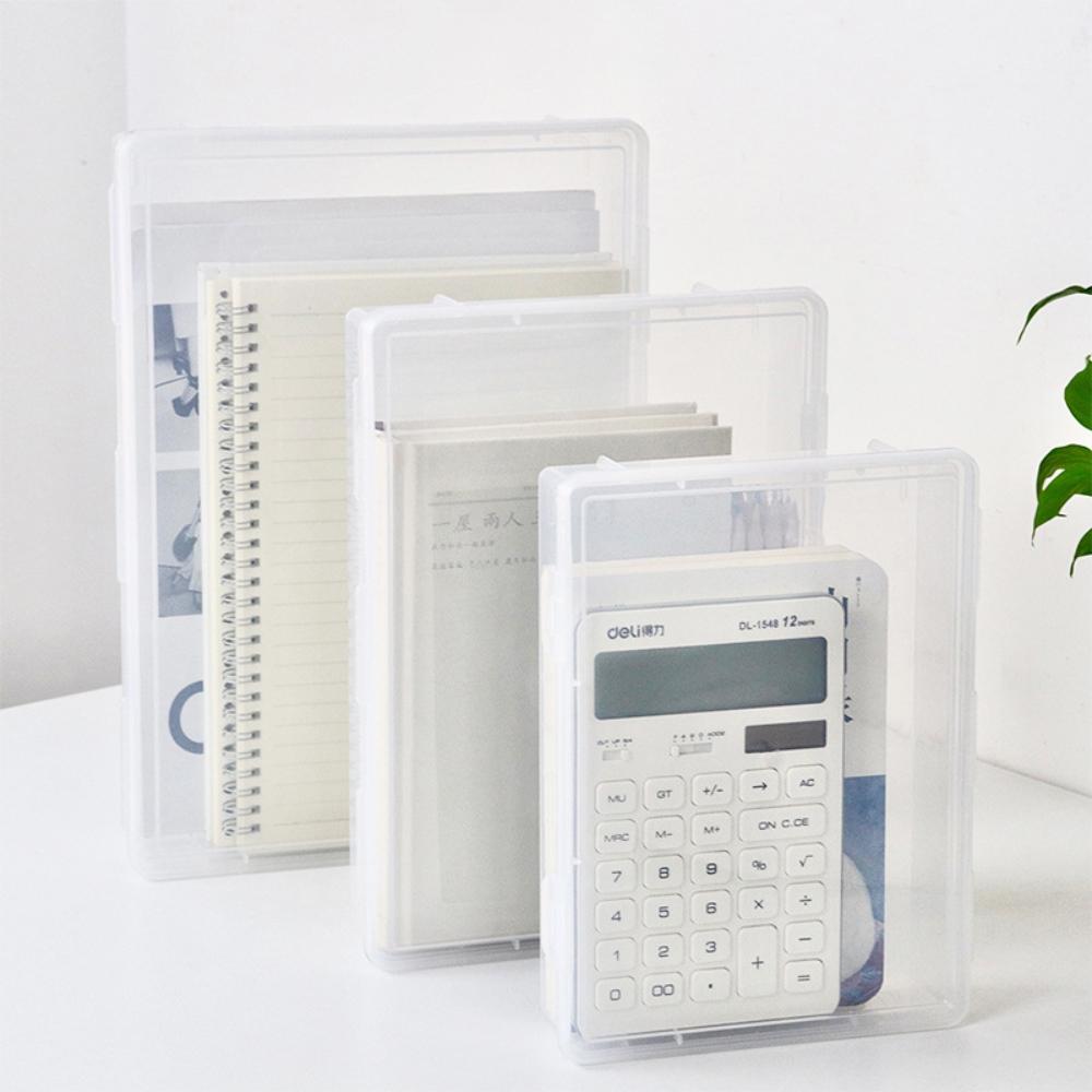 『熊愛貝百貨』辦公室文件收納盒文具書本防塵保護盒桌面透明雜物整理箱儲物盒-細節圖2