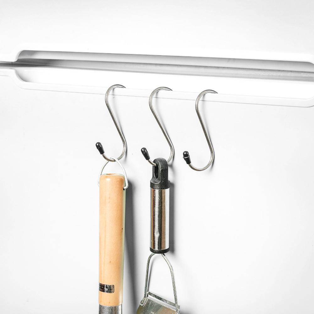 『熊愛貝百貨』不鏽鋼S型掛勾4入組多功能廚房浴室金屬防刮頭S掛勾-細節圖2