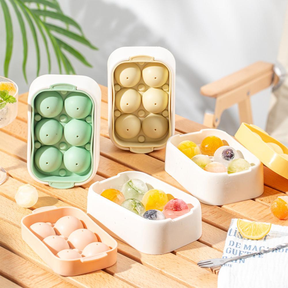 『熊愛貝百貨』矽膠冰格六球食品級附蓋製冰模具家用冰箱自製冰球冰塊儲存盒-細節圖2