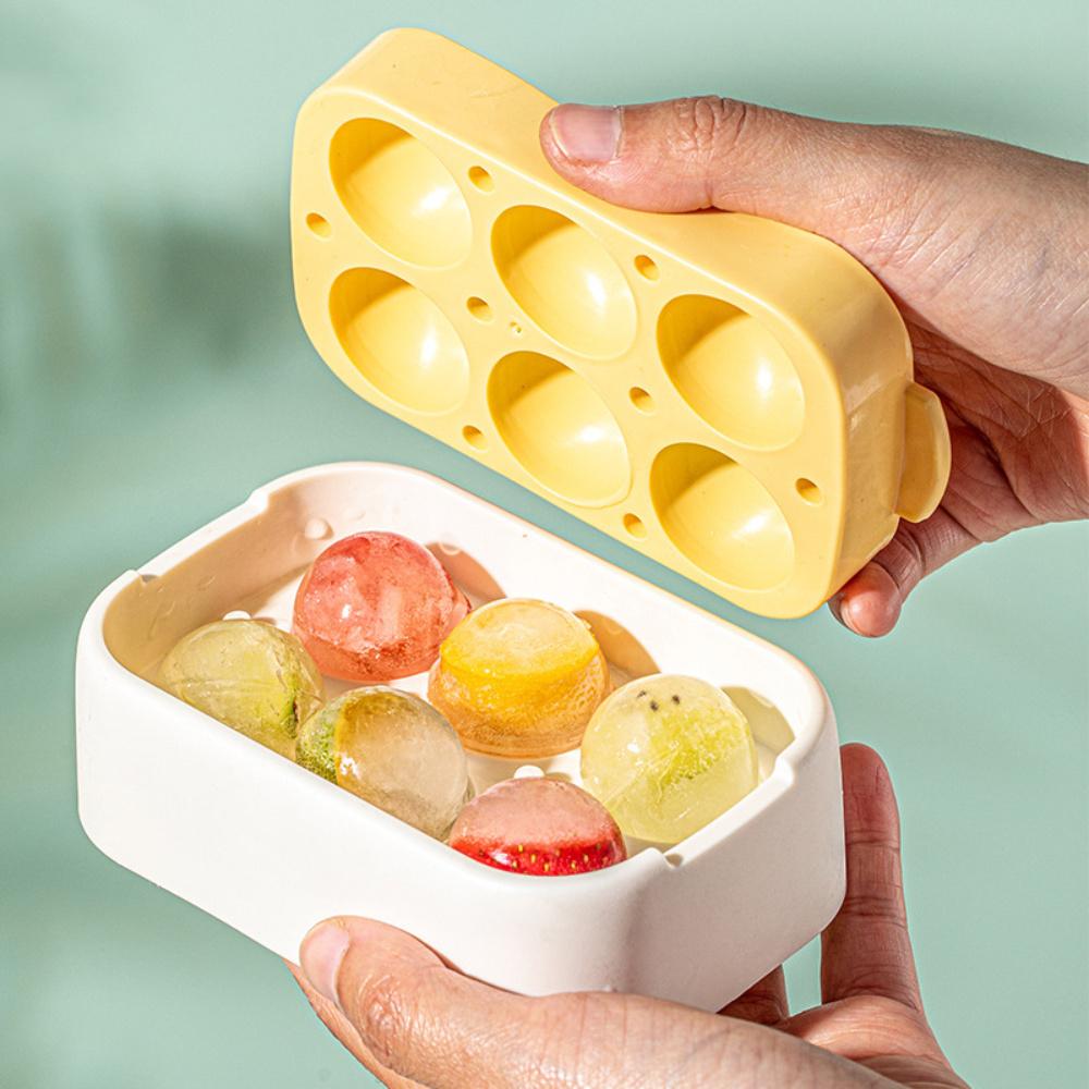 『熊愛貝百貨』矽膠冰格六球食品級附蓋製冰模具家用冰箱自製冰球冰塊儲存盒-細節圖4