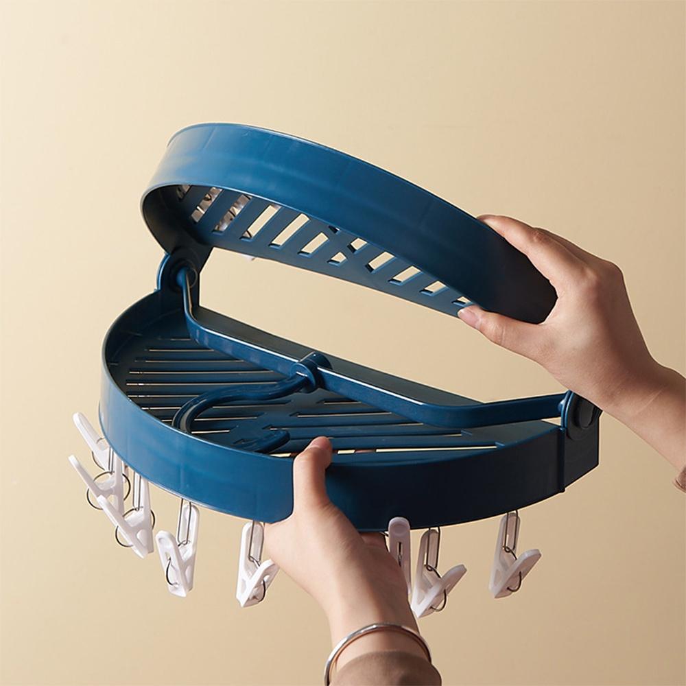 『熊愛貝百貨』加大版360度圓盤晾曬18夾晾衣夾 可折疊晾鞋盤好收納-細節圖4