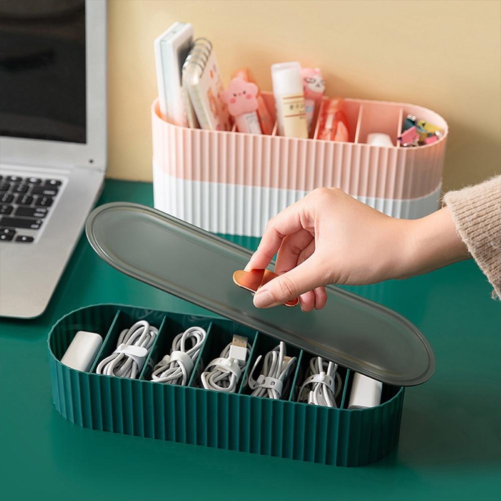 『熊愛貝百貨』雜亂救星雲朵3C數據線收納盒防塵上蓋桌面小物整理盒-細節圖3