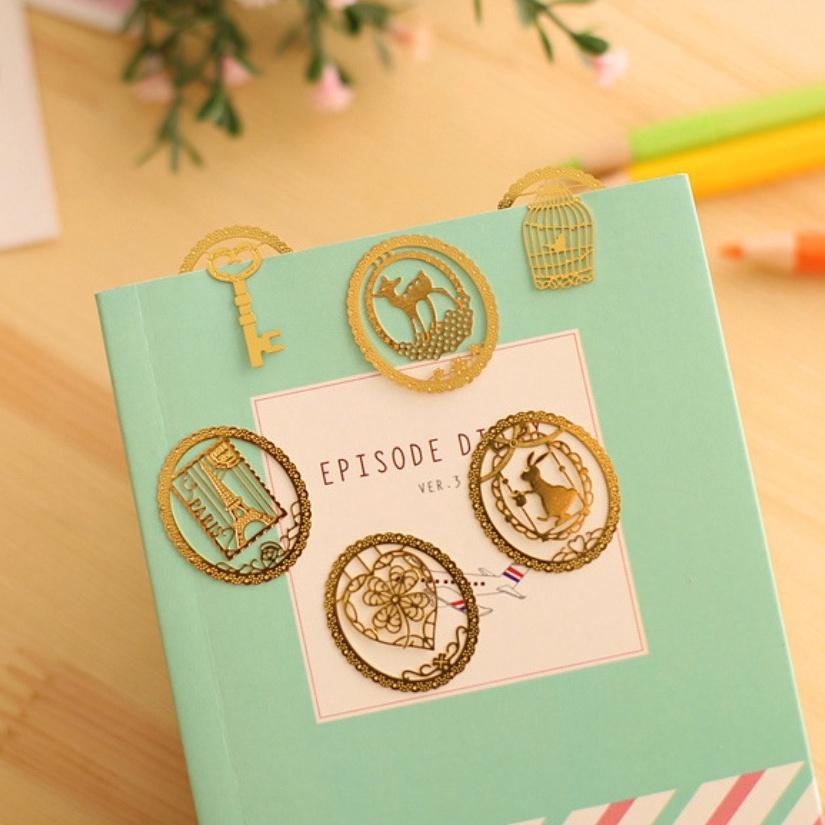 『熊愛貝百貨』韓系奢華風可愛蕾絲金屬鏤空迷你童話書簽-細節圖8