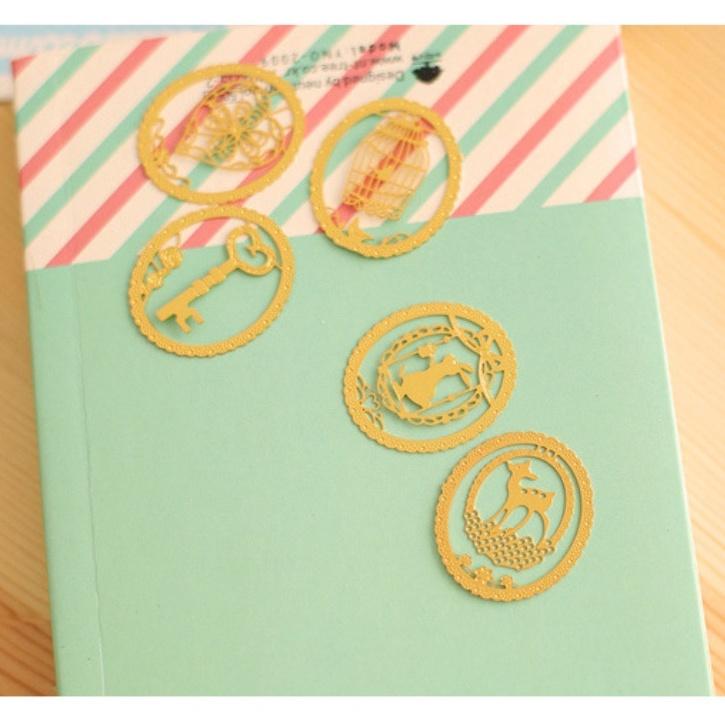 『熊愛貝百貨』韓系奢華風可愛蕾絲金屬鏤空迷你童話書簽-細節圖9