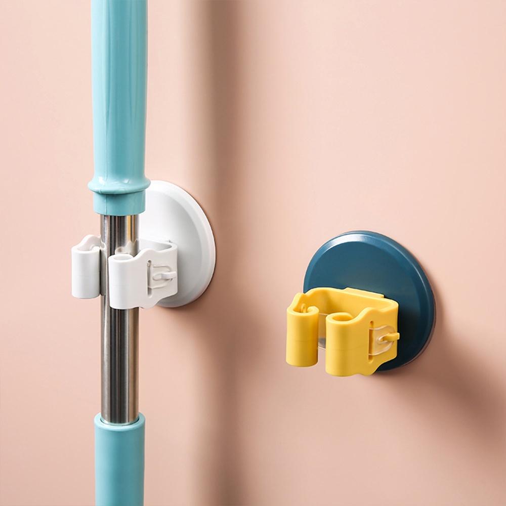 『熊愛貝百貨』免打孔圓盤底座強力拖把夾 掃把馬桶刷刮水刀置架-細節圖3