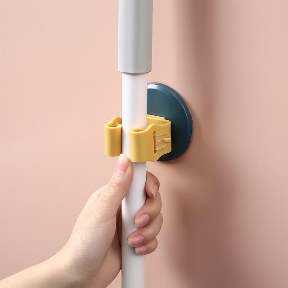 『熊愛貝百貨』免打孔圓盤底座強力拖把夾 掃把馬桶刷刮水刀置架-細節圖4