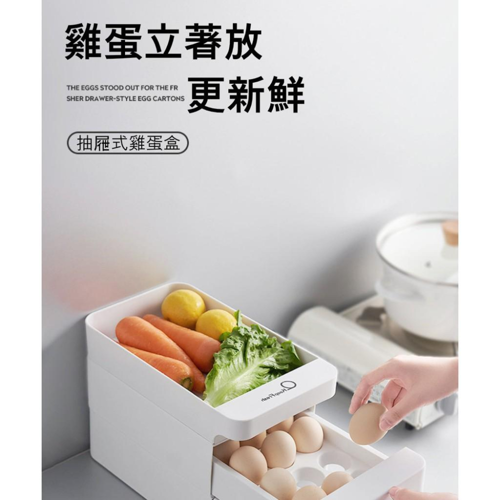 『熊愛貝百貨』三層櫃抽屜式雞蛋盒 廚房可疊加置物櫃多層雞蛋拖架-細節圖2