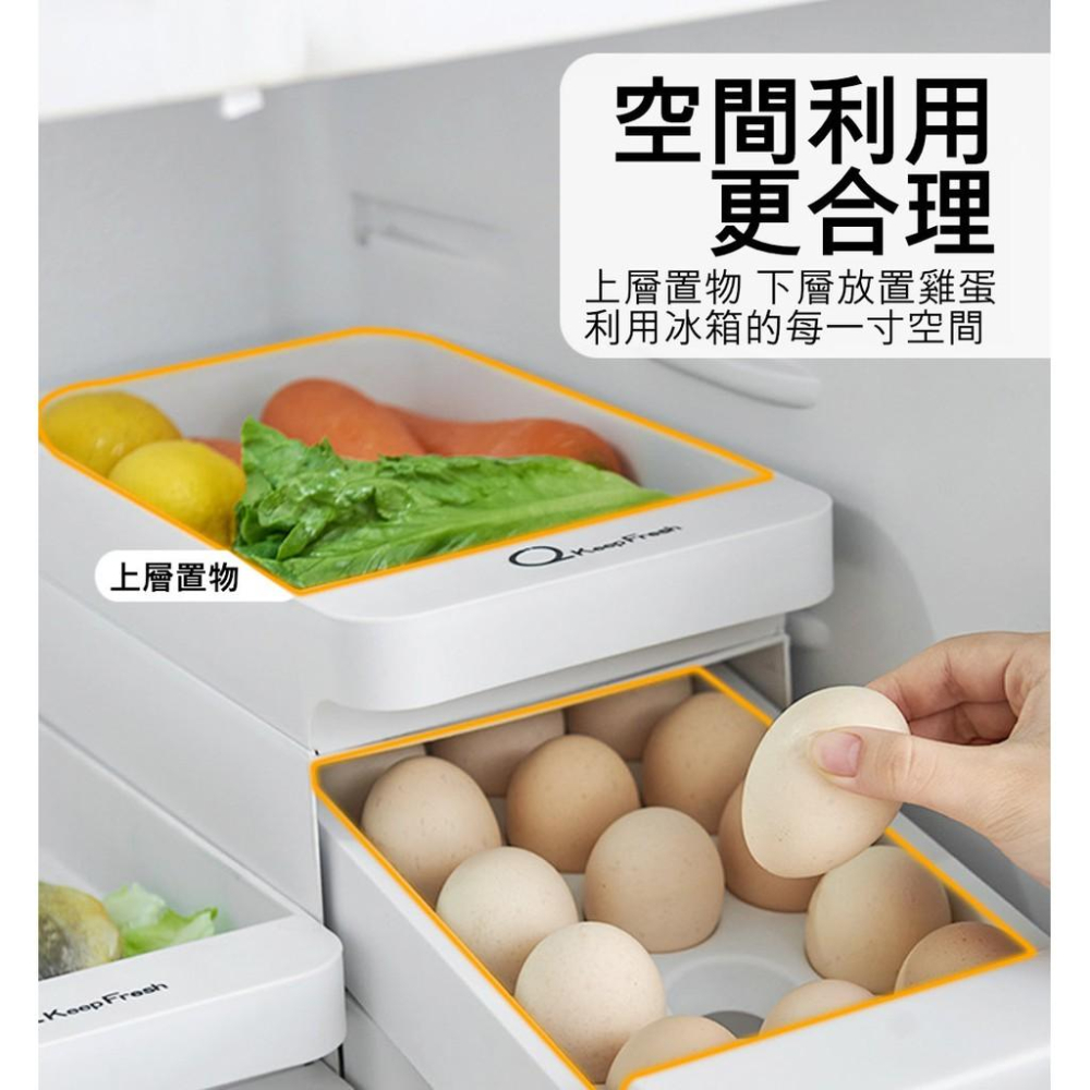 『熊愛貝百貨』三層櫃抽屜式雞蛋盒 廚房可疊加置物櫃多層雞蛋拖架-細節圖4