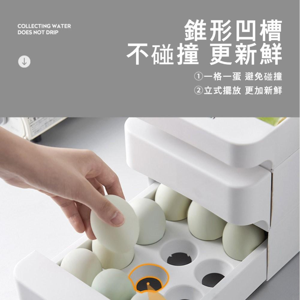 『熊愛貝百貨』三層櫃抽屜式雞蛋盒 廚房可疊加置物櫃多層雞蛋拖架-細節圖6