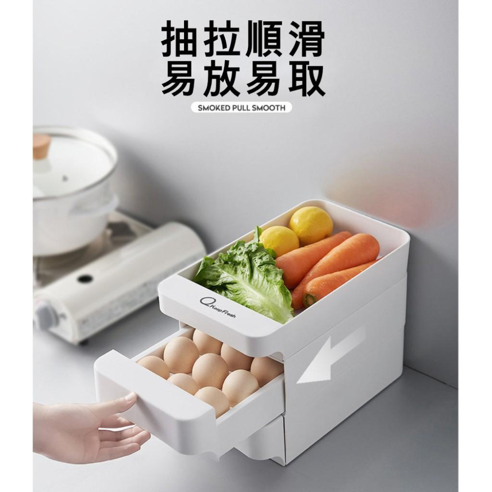『熊愛貝百貨』三層櫃抽屜式雞蛋盒 廚房可疊加置物櫃多層雞蛋拖架-細節圖8
