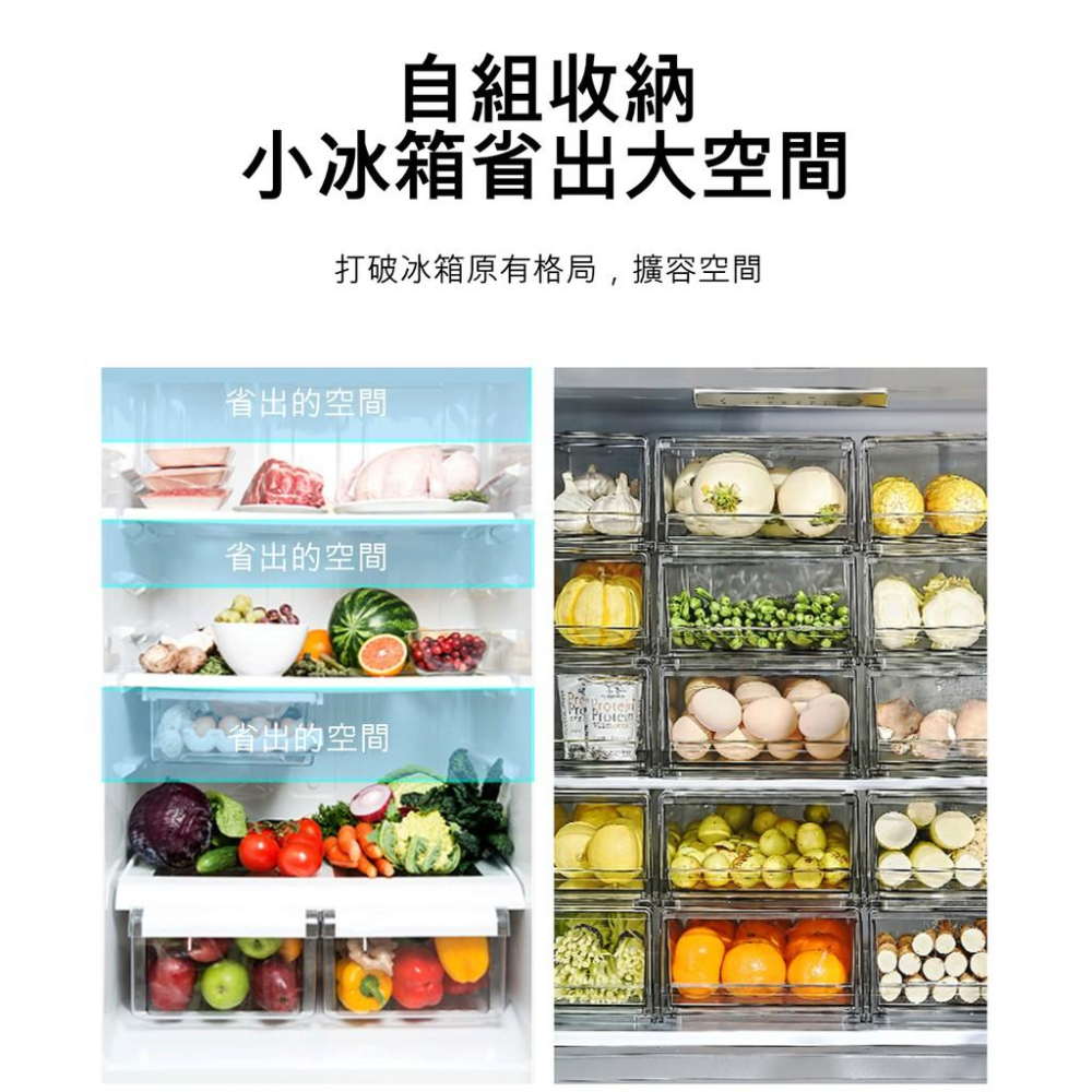 『熊愛貝百貨』PET材質 抽屜式冰箱透明保鮮收納盒 可疊加使用-細節圖3