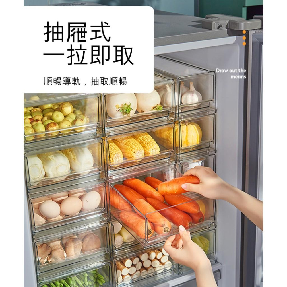 『熊愛貝百貨』PET材質 抽屜式冰箱透明保鮮收納盒 可疊加使用-細節圖4