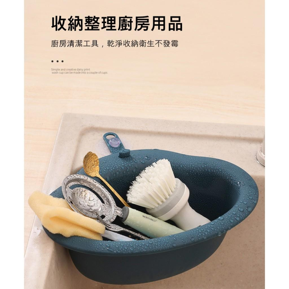 『熊愛貝百貨』廚房吸盤式水槽瀝水籃 廚餘桶瀝水架 置物籃-細節圖5