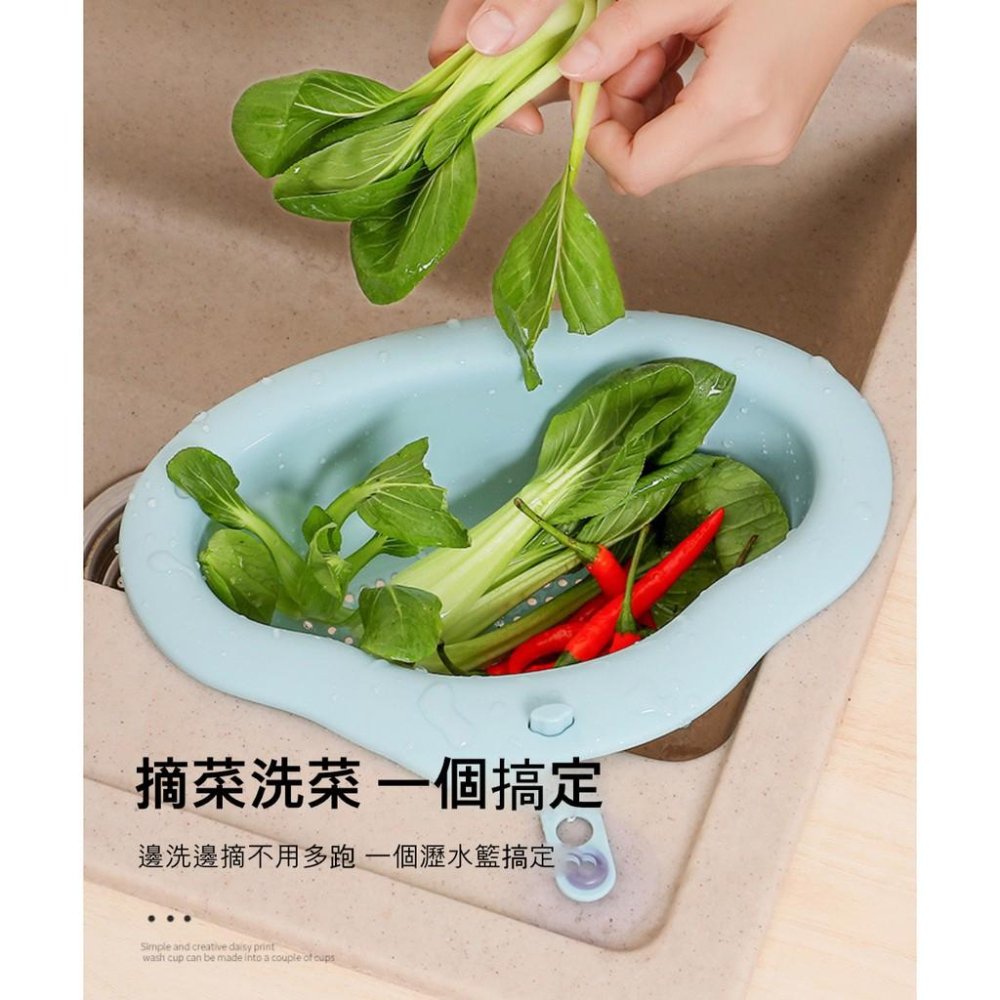 『熊愛貝百貨』廚房吸盤式水槽瀝水籃 廚餘桶瀝水架 置物籃-細節圖8
