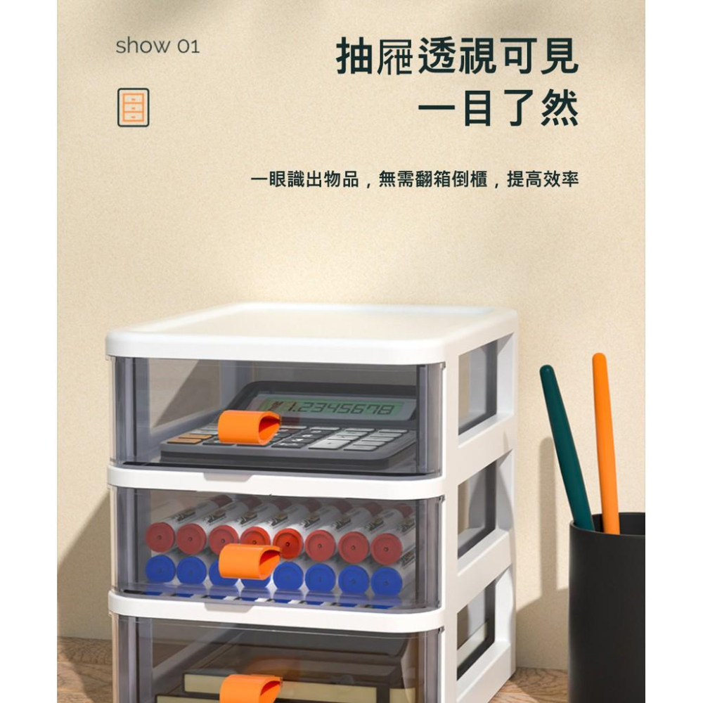 『熊愛貝百貨』可疊加透明抽屜桌面收納盒上班族學生桌面收納盒-細節圖4