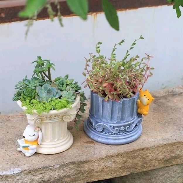 屋哇💥現貨 羅馬 復古 羅馬柱 柱子 兔兔 貓 多肉 觀葉植物 觀葉 陽台 園藝 盆栽 花盆 花器 綠植-細節圖4