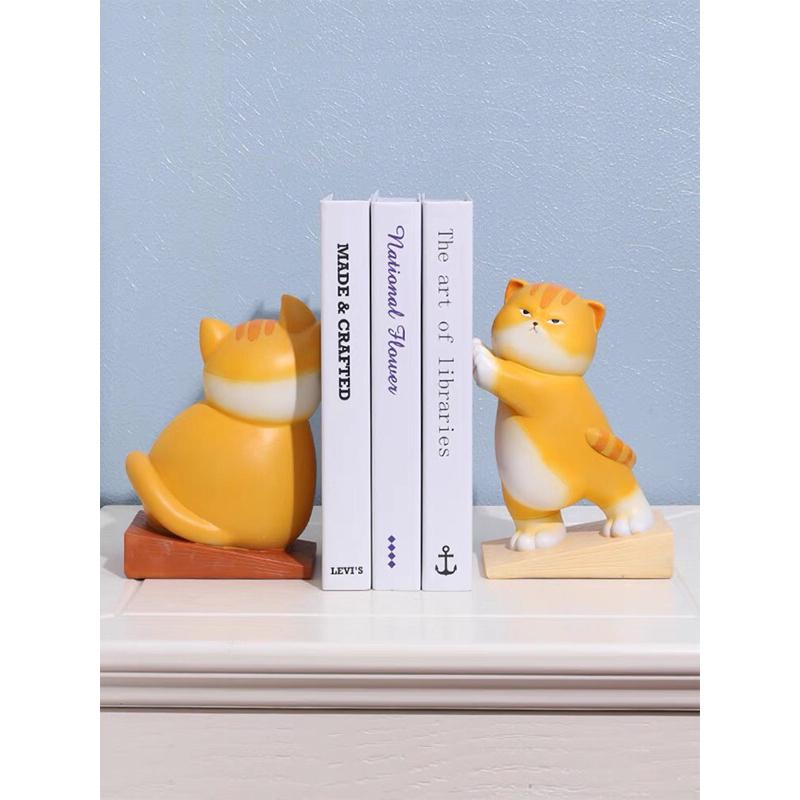 【屋哇❤台灣現貨】懶貓 創意 門擋 防撞 可愛 卡通 北歐 橘貓 書架 去有風的地方 紅豆 DECO 風格師 裝飾 擺件-細節圖2