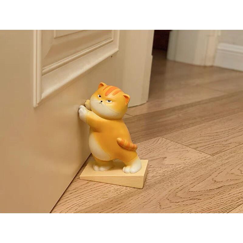 【屋哇❤台灣現貨】懶貓 創意 門擋 防撞 可愛 卡通 北歐 橘貓 書架 去有風的地方 紅豆 DECO 風格師 裝飾 擺件-細節圖4