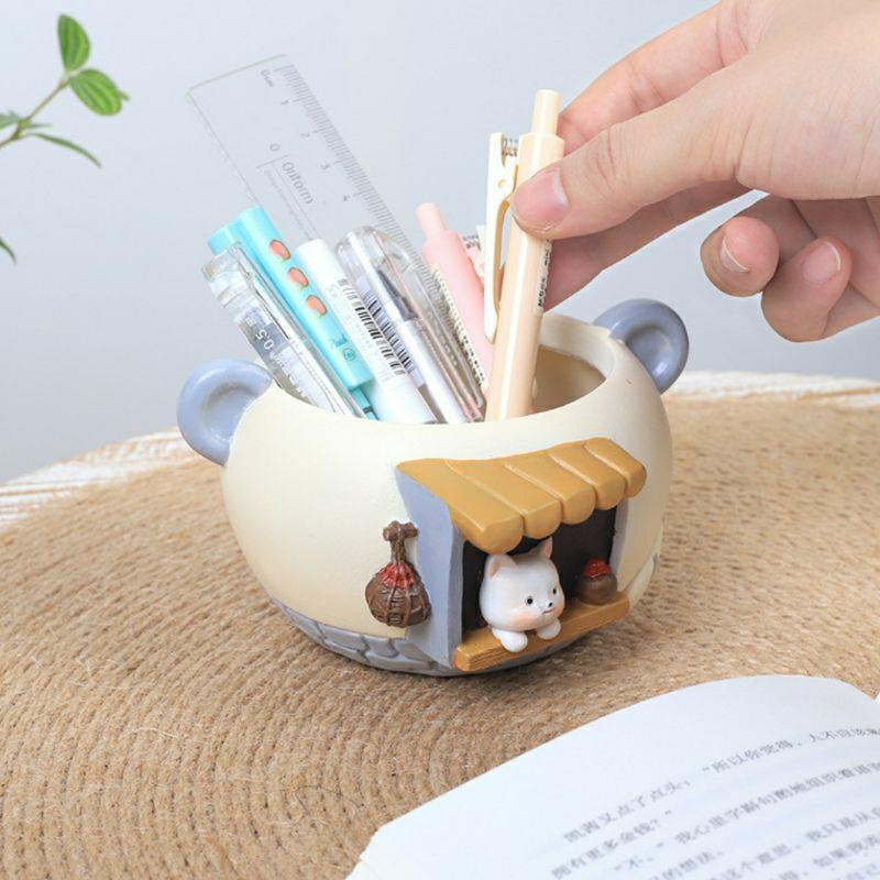 屋哇🎂現貨 創意花盆 多肉花盆 造型花盆 筆筒 花盆 造型筆筒 狐狸 咖啡館 貓咪 小酒館-細節圖2