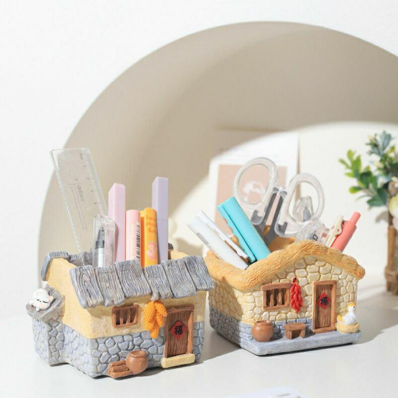 田園🪴小屋花盆 房子花盆 多肉花盆 創意盆栽 筆筒 小木屋 茅草屋-細節圖3
