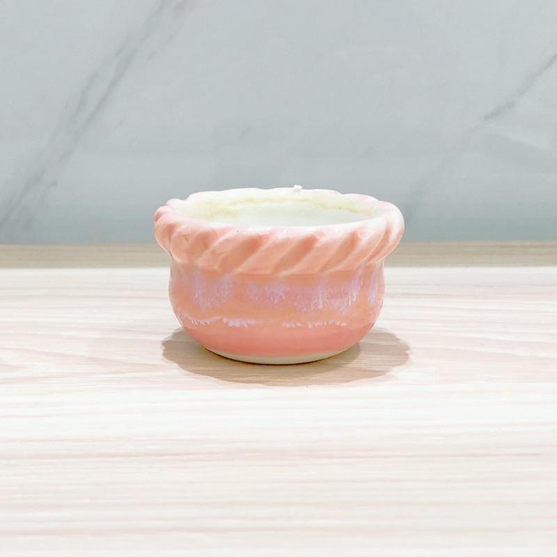 ［屋哇🔥台灣現貨］麻花捲邊 粉色 漸層 上釉 燒製 陶瓷 多肉 花盆-細節圖2