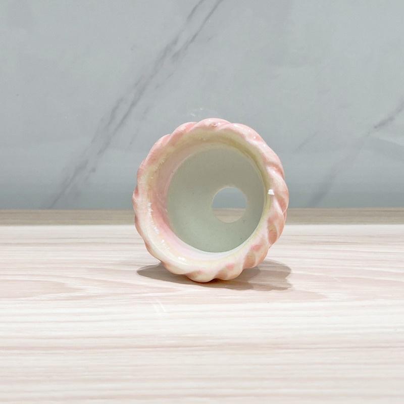 ［屋哇🔥台灣現貨］麻花捲邊 粉色 漸層 上釉 燒製 陶瓷 多肉 花盆-細節圖3