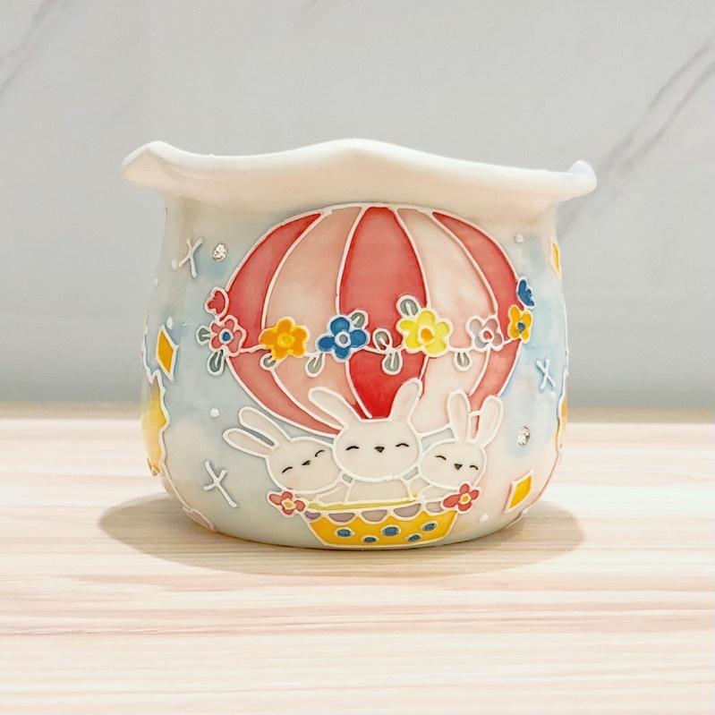 【屋哇🔥現貨】手繪 瀨戶燒 上釉 陶瓷 貓咪 鯨魚 桃花 粉 城堡 汽車 房 仙人掌 長頸鹿 獅 熊 狗狗 花盆-細節圖6