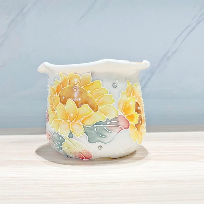 【屋哇🔥現貨】手繪 瀨戶燒 上釉 陶瓷 貓咪 鯨魚 桃花 粉 城堡 汽車 房 仙人掌 長頸鹿 獅 熊 狗狗 花盆-細節圖7