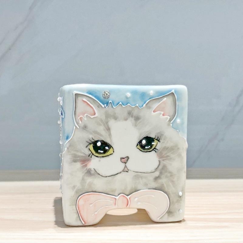 【屋哇🔥現貨】手繪 瀨戶燒 上釉 陶瓷 貓咪 鯨魚 桃花 粉 城堡 汽車 房 仙人掌 長頸鹿 獅 熊 狗狗 花盆-細節圖8