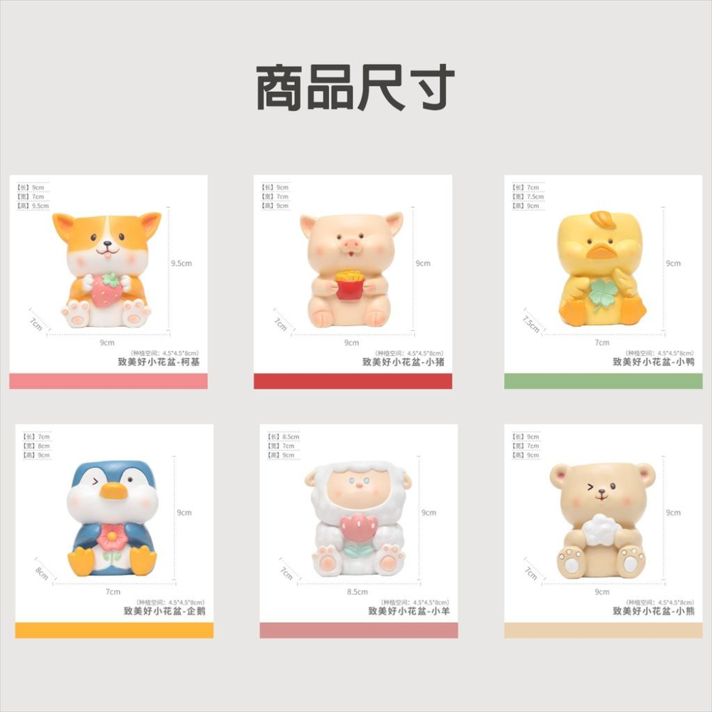【屋哇🔥台灣現貨】柯基 企鵝  熊 豬 綿羊 雞 多肉花盆 2022新款 可愛動物 造型 ins風 田園 卡通盆栽 花器-細節圖4