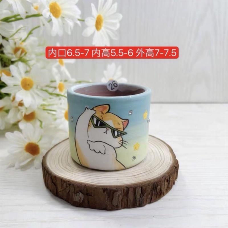 ［屋哇🔥現貨］海綿寶寶、熊熊、貓咪、兔子、兔兔 手繪花盆-細節圖4