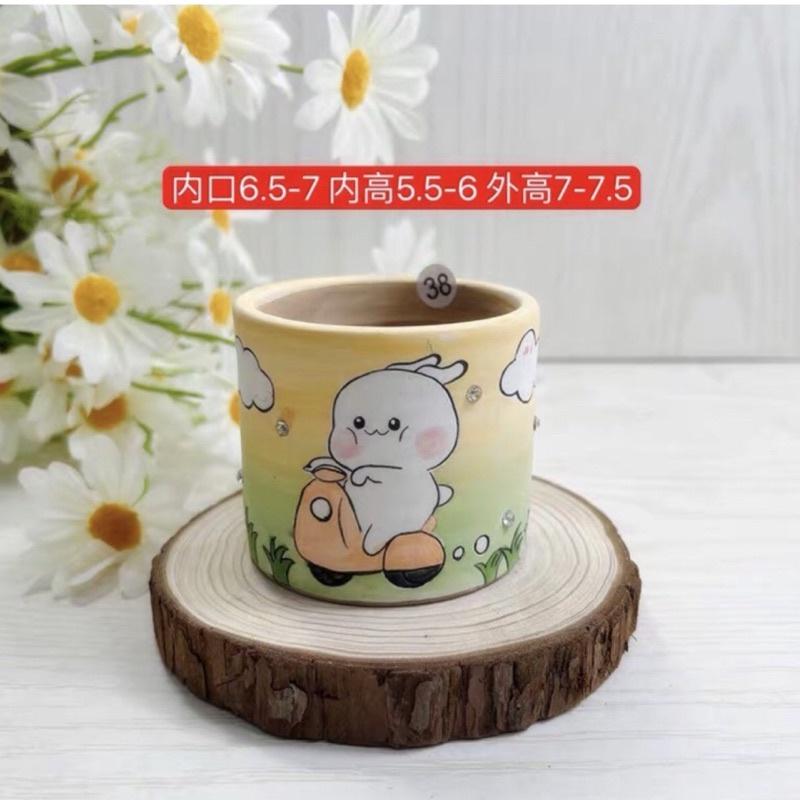 ［屋哇🔥現貨］海綿寶寶、熊熊、貓咪、兔子、兔兔 手繪花盆-細節圖6