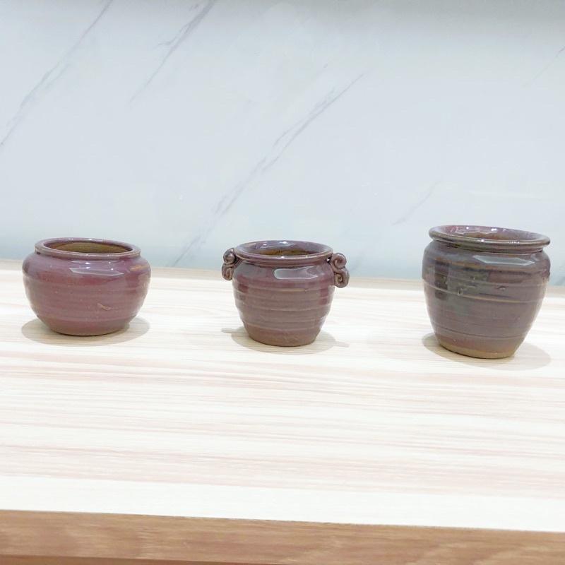 ［屋哇🔥多肉］微瑕疵 紫色 上釉 多肉 花盆（三個一組）-細節圖3