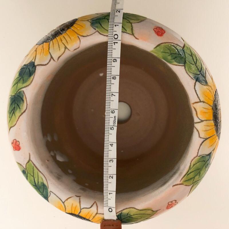 ［屋哇🔥台灣現貨］向日葵 手繪 釉燒 花盆 口徑10cm-細節圖4