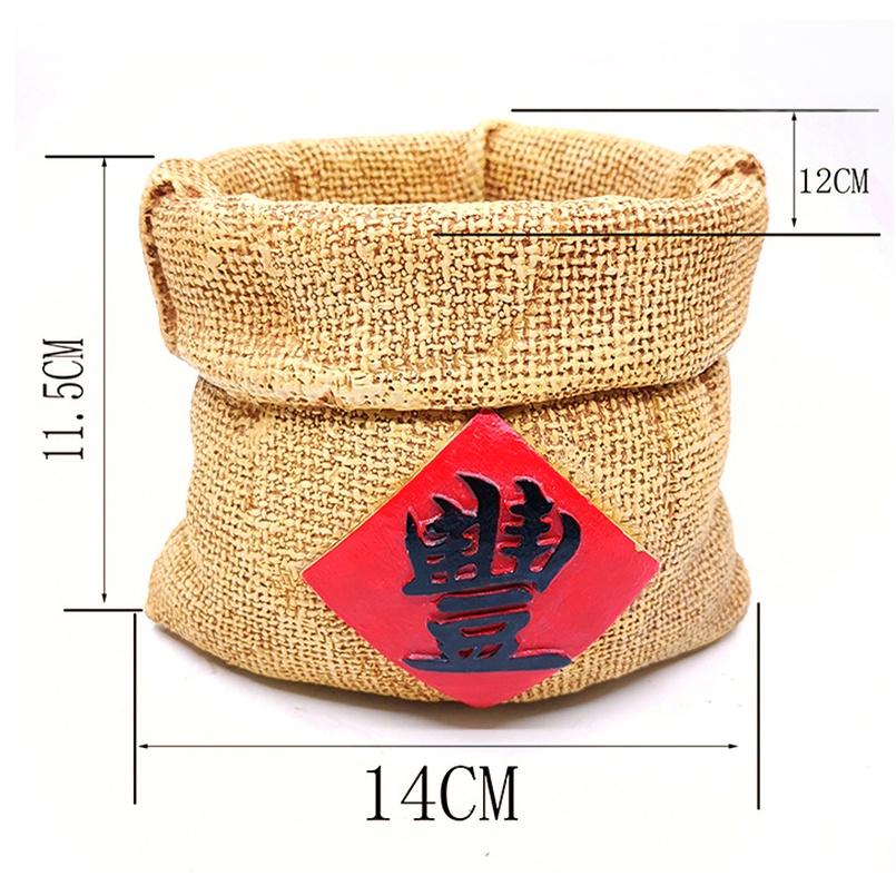 【屋哇🎃現貨】 豐字 麻布袋  花盆 花器 盆栽 多肉 觀葉 植物 辦公室盆栽 室內植物 DECO 福氣 財運 發財-細節圖6