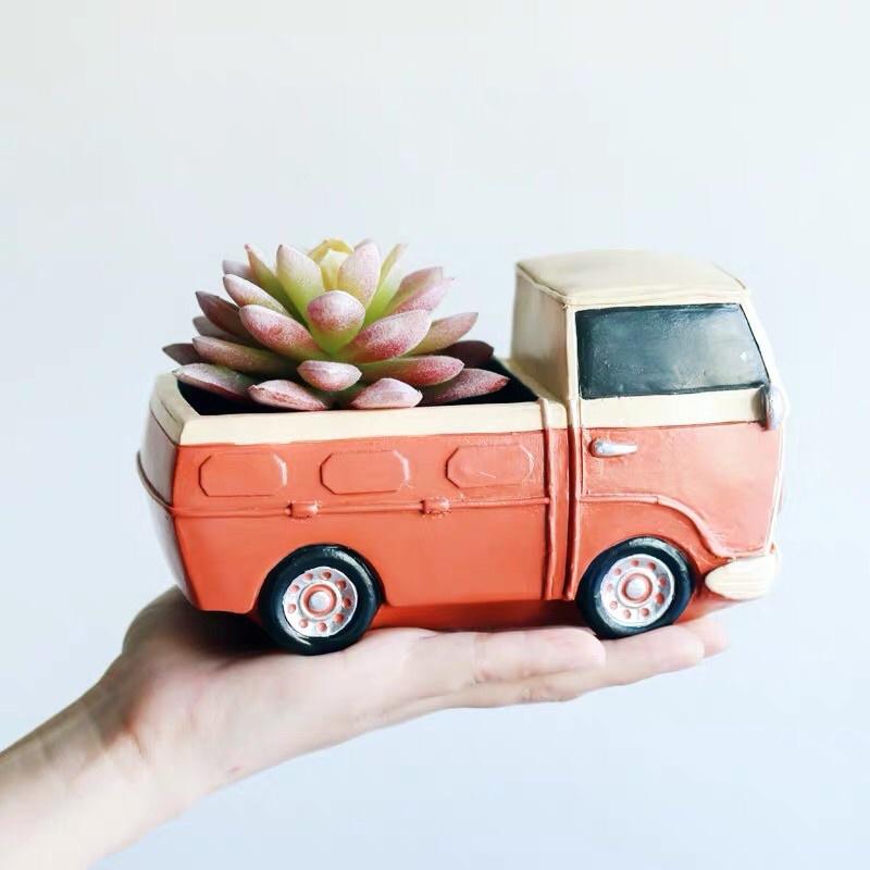 【屋哇🔥現貨】  卡車 貨車 樹脂花盆 個性 創意 紅 橙 黃 藍 有孔 花盆 花器 植栽 盆栽 DECO-細節圖3