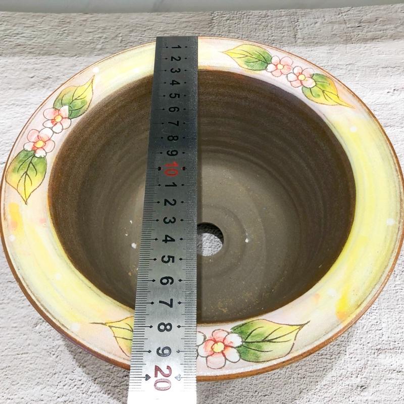 【屋哇🔥台灣現貨】大口徑 橘貓 貓咪 花圈  手繪 上釉 多肉 陶瓷 花盆-細節圖4