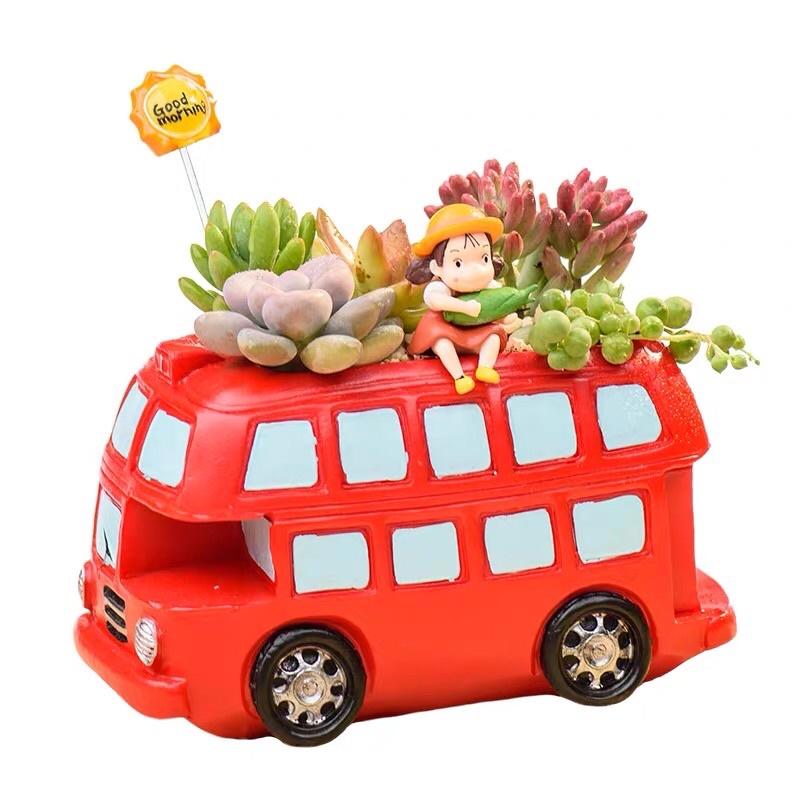 【屋哇🔥台灣現貨】兔 紅色 巴士 卡車  羊駝 兔子 竹編 陶瓷  花盆 花器 器皿 盆栽 多肉 觀葉 盆 器-細節圖2