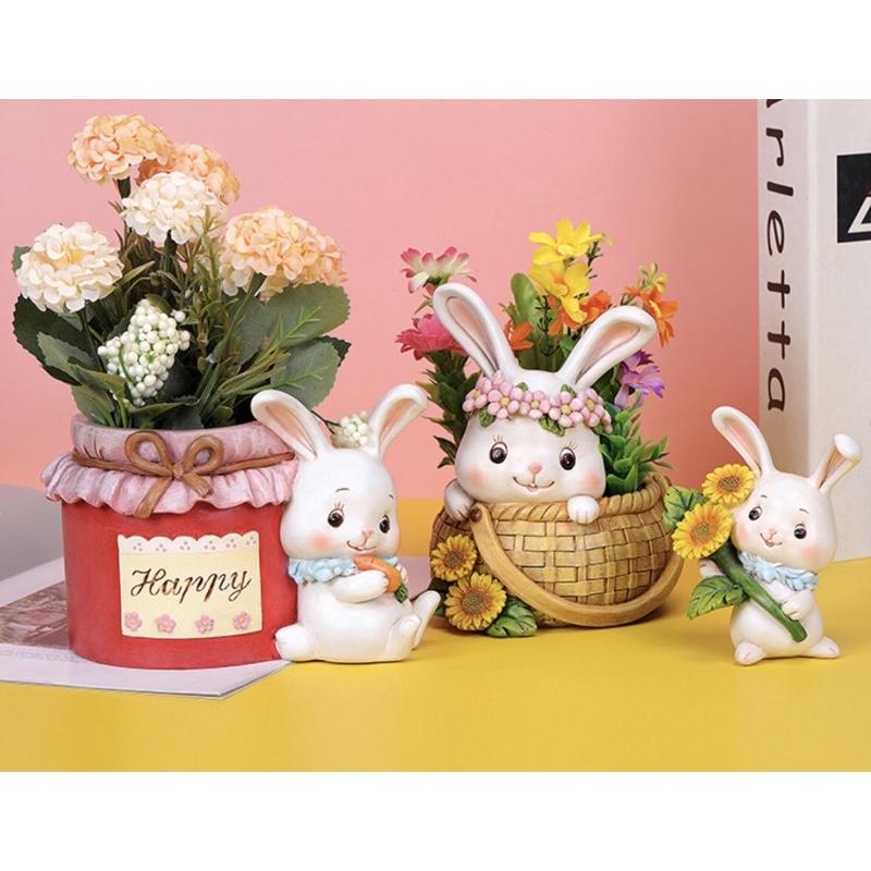 【屋哇🔥台灣現貨】兔 紅色 巴士 卡車  羊駝 兔子 竹編 陶瓷  花盆 花器 器皿 盆栽 多肉 觀葉 盆 器-細節圖5