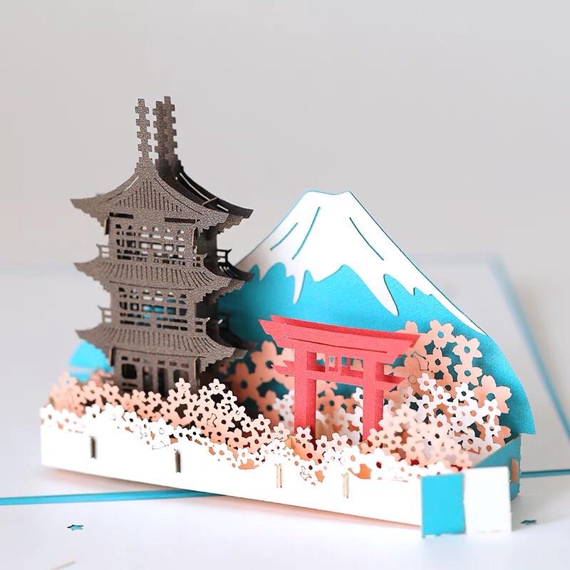 【屋哇🔥現貨】生日快樂 富士山  小王子 謝謝你 銀杏樹 感謝卡 教師節 情人節 母親節 祝福卡片 生日卡片  立體卡片-細節圖2