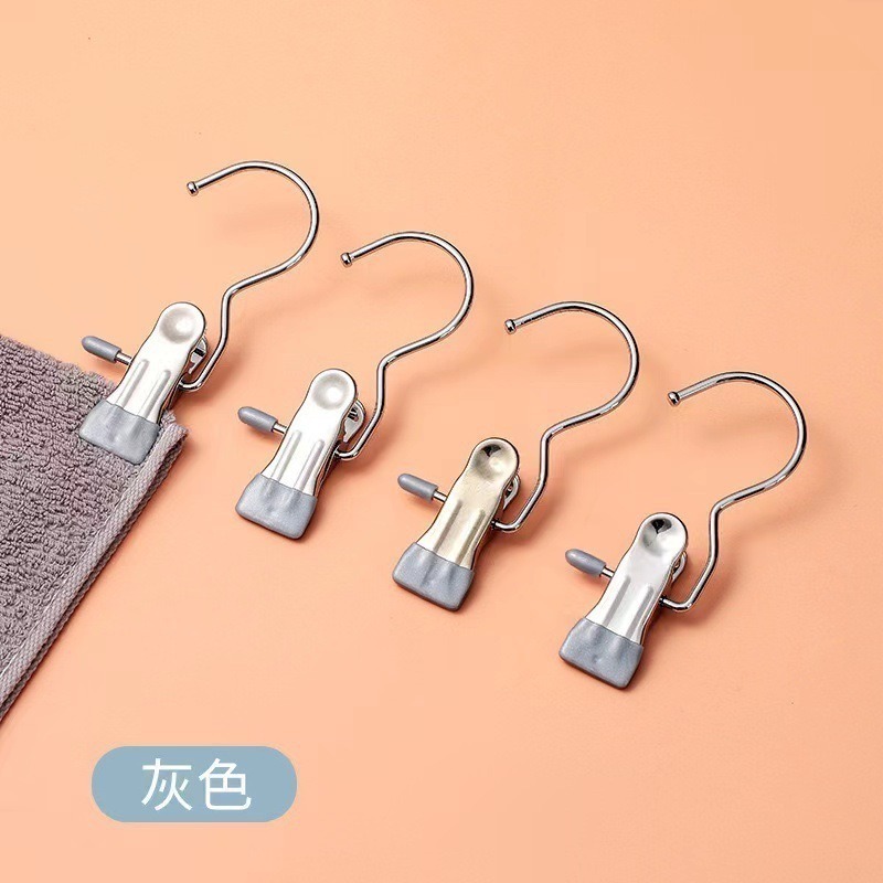 不銹鋼晾衣夾 家用浸塑衣夾 無痕帶鉤衣夾 襪子內褲收納夾 防滑多場景晾曬夾子 衣架 衣夾 不鏽鋼褲架-細節圖5