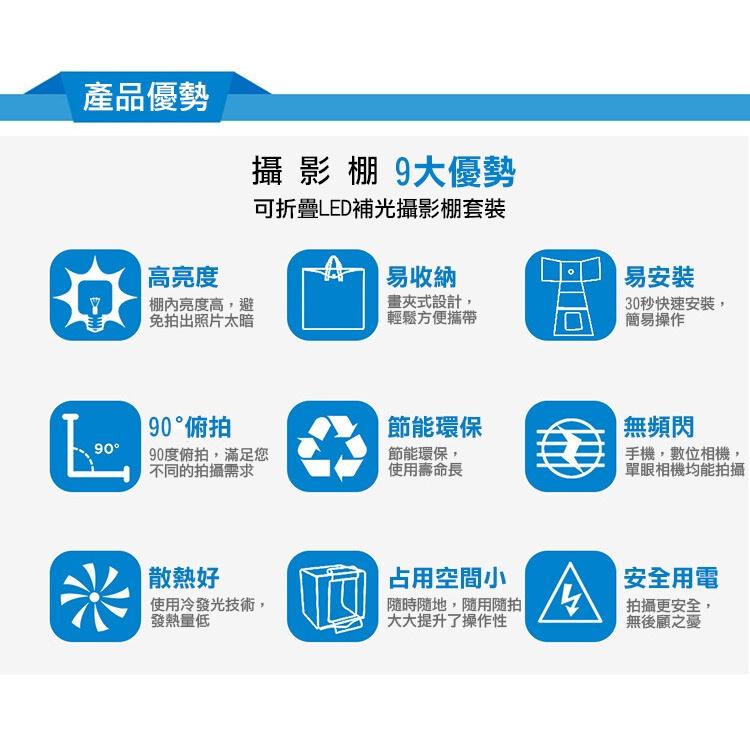 【PULUZ胖牛】迷你攝影棚 反光板 折疊攝影棚 柔光箱 LED燈 可調光源 40cm + 黑白 反光板 倒影板-細節圖4