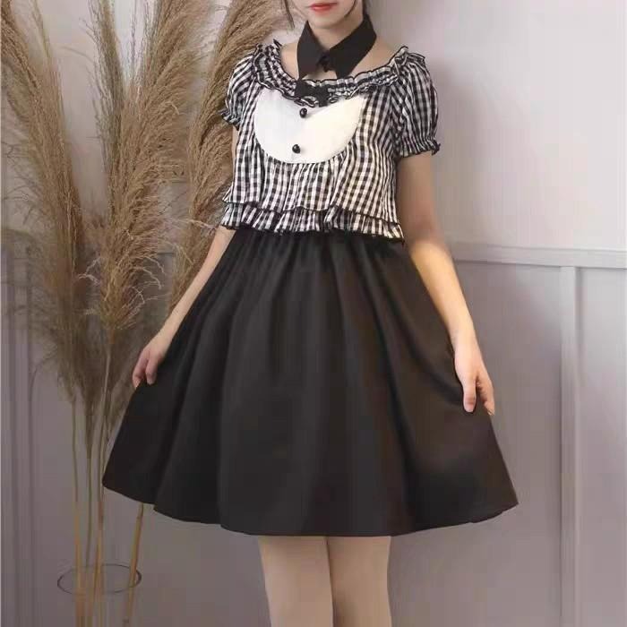 【To Alice】假兩件拼接洋裝+假領 地雷系 量產型 清楚系 日系 少女 lolita 亞文化-細節圖3