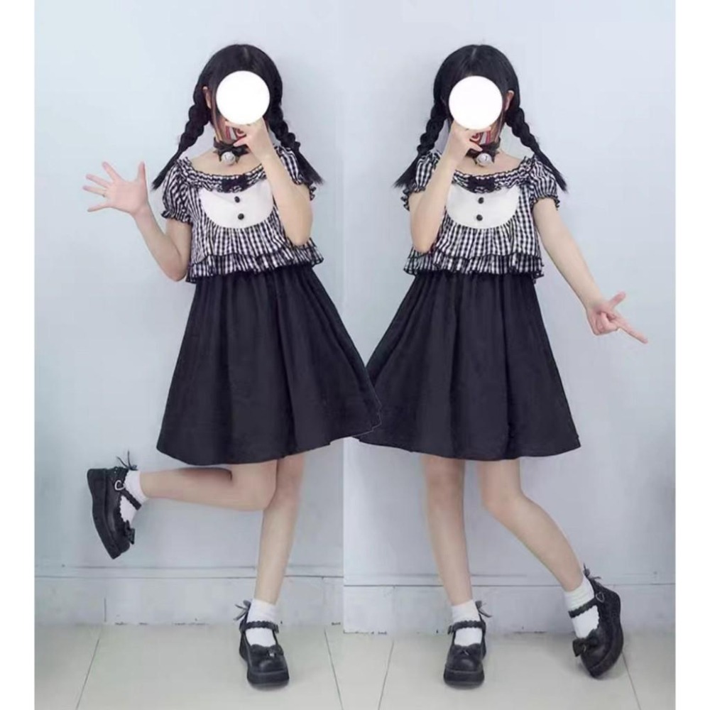 【To Alice】假兩件拼接洋裝+假領 地雷系 量產型 清楚系 日系 少女 lolita 亞文化-細節圖4