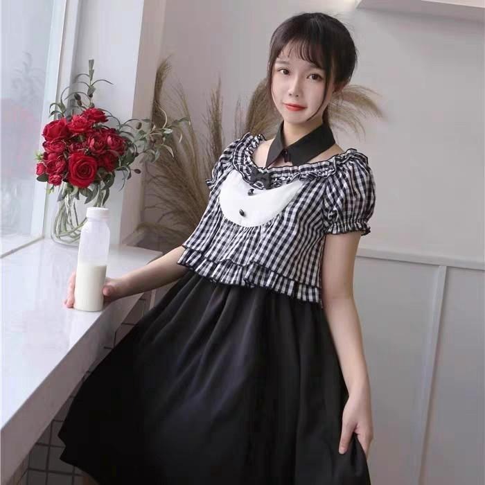 【To Alice】假兩件拼接洋裝+假領 地雷系 量產型 清楚系 日系 少女 lolita 亞文化-細節圖5