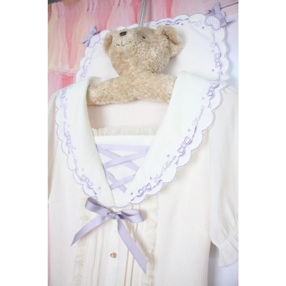 【Lizlisa】日單 紫色水手領襯衫 蝴蝶結 上衣 短袖 日系 地雷系 量產型 少女 lolita 襯衫 軟妹-細節圖5